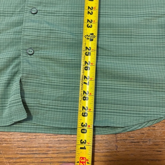 5.11 Tactical Ellis Sz Large Steam Green Gray Stripe Pockets Snaps Short Sleeve - Picture 6 of 7